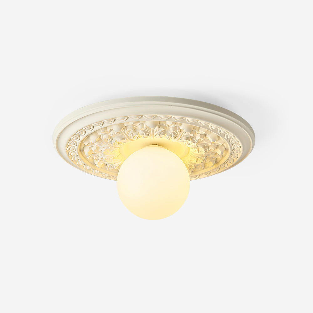 Elya Vintage Carved Ceiling Light with Globe Shade-Neutral Decor