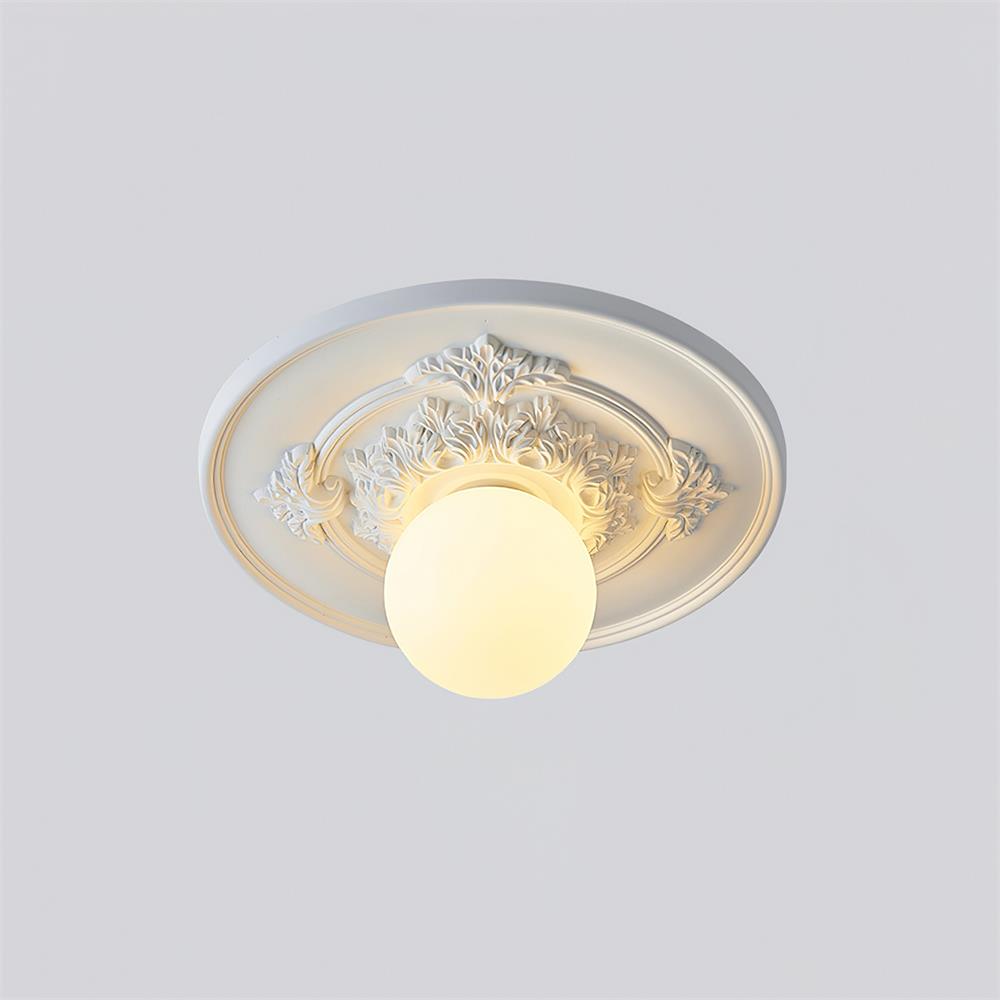 Elya Vintage Carved Ceiling Light with Globe Shade-Neutral Decor