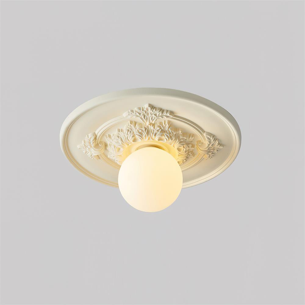 Elya Vintage Carved Ceiling Light with Globe Shade-Neutral Decor