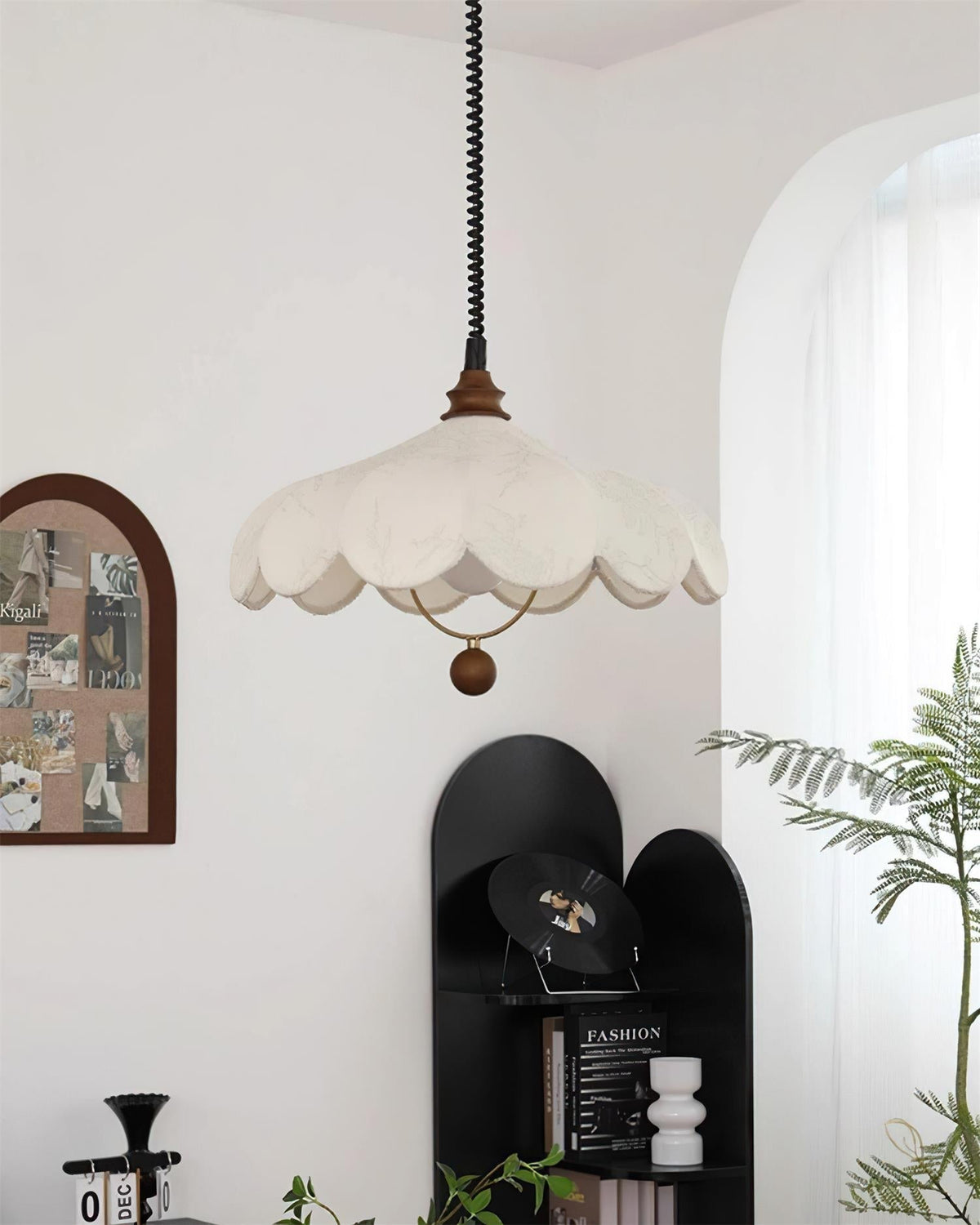 Pendant Lamp Petals with Pattern Vintage Floral French Elegance-Neutral Decor