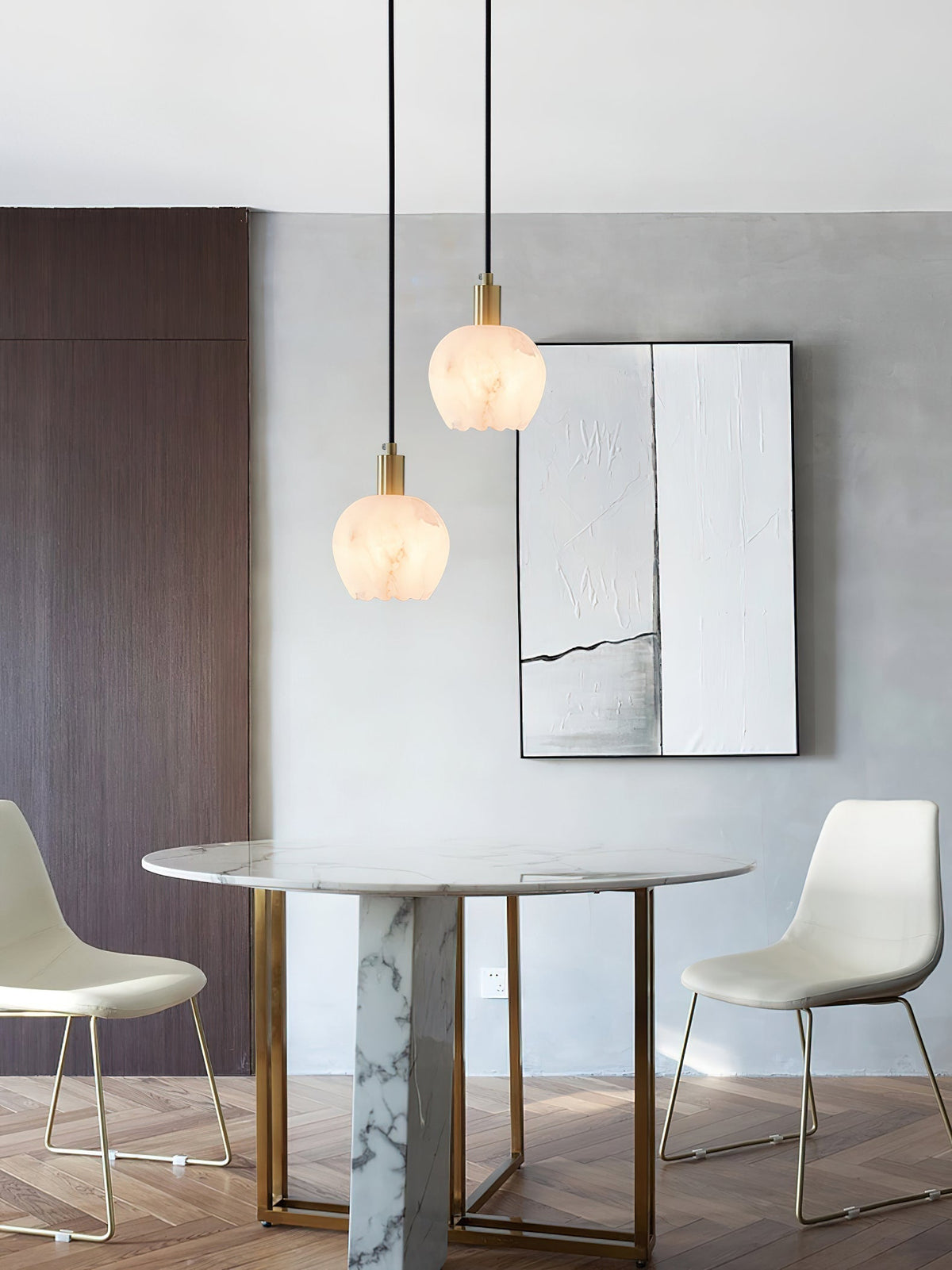 Suspension en Laiton et Albâtre Moderne Minimaliste Olraeos