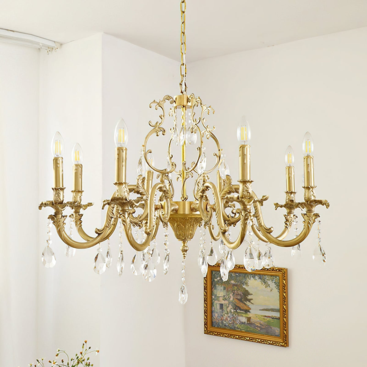 Olrinila Lustre en Cristal de Luxe Postmoderne en Laiton