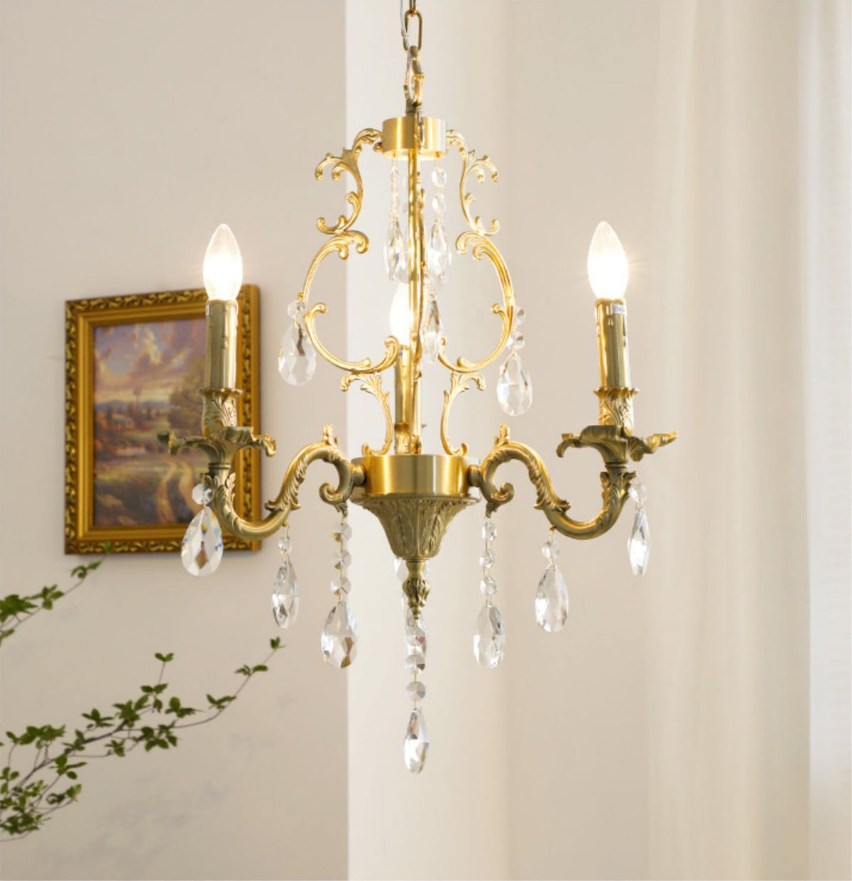Olrinila Lustre en Cristal de Luxe Postmoderne en Laiton