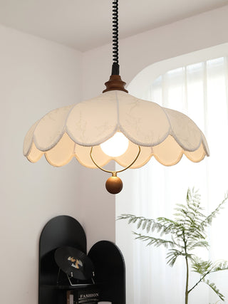 Solarn Suspension Lampe en Tissu et Bois