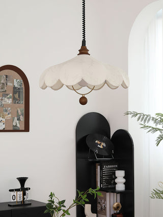 Solarn Suspension Lampe en Tissu et Bois