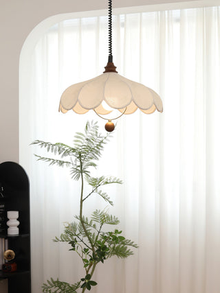 Solarn Suspension Lampe en Tissu et Bois