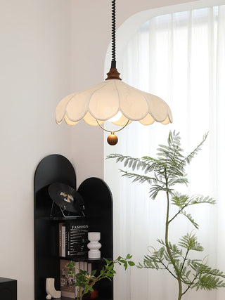 Solarn Suspension Lampe en Tissu et Bois