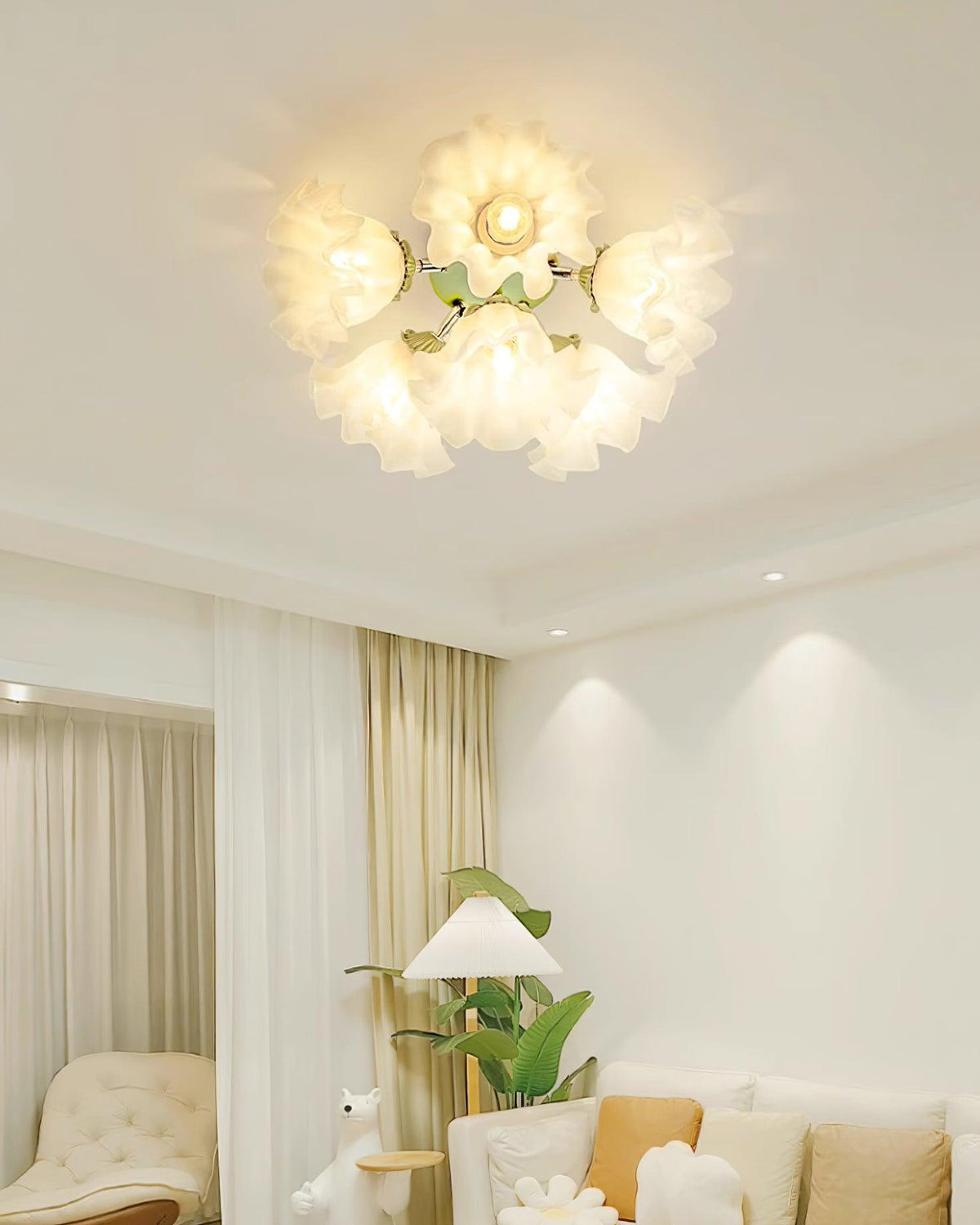 Ceiling Light Petal Shades Wavy Glass Bloom Elegant Floral-Neutral Decor