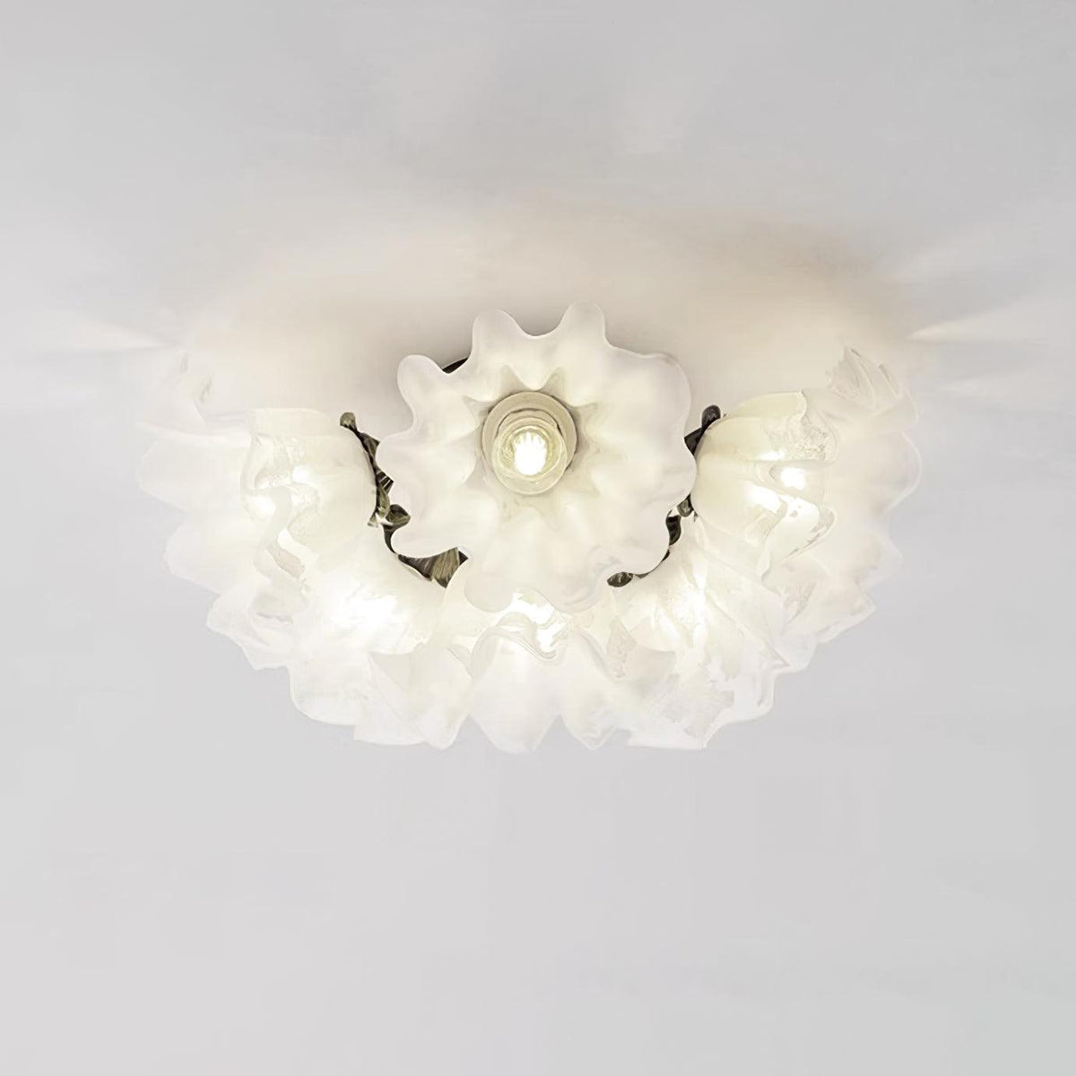 Ceiling Light Petal Shades Wavy Glass Bloom Elegant Floral-Neutral Decor