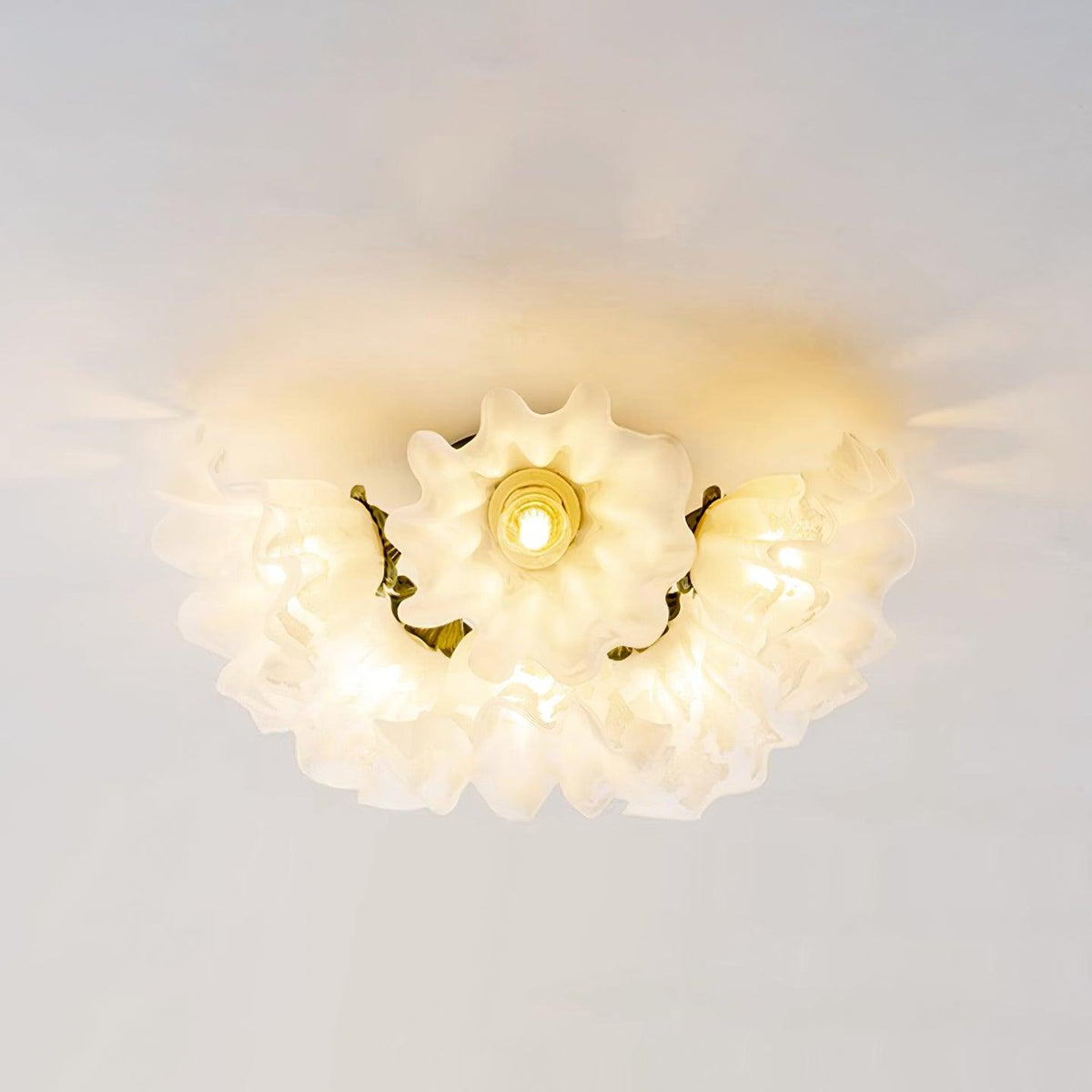 Ceiling Light Petal Shades Wavy Glass Bloom Elegant Floral-Neutral Decor