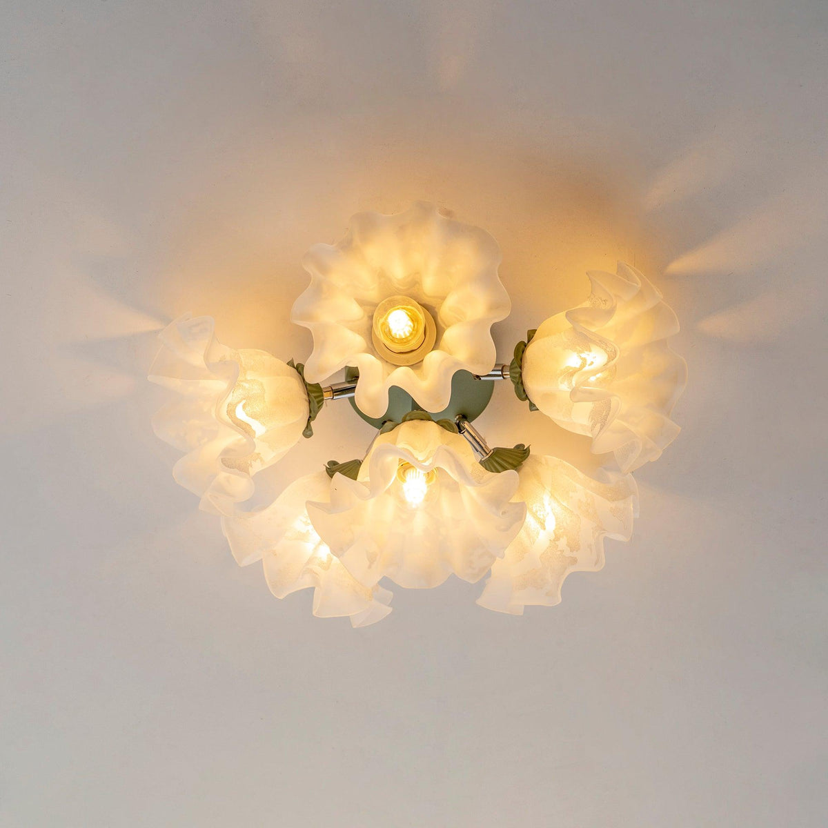 Ceiling Light Petal Shades Wavy Glass Bloom Elegant Floral-Neutral Decor