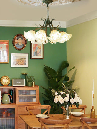 Lustra Lustre Fleur avec Pétales et Feuilles
