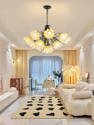 Lustra Lustre Fleur avec Pétales et Feuilles
