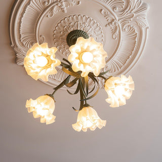 Lustra Lustre Fleur avec Pétales et Feuilles
