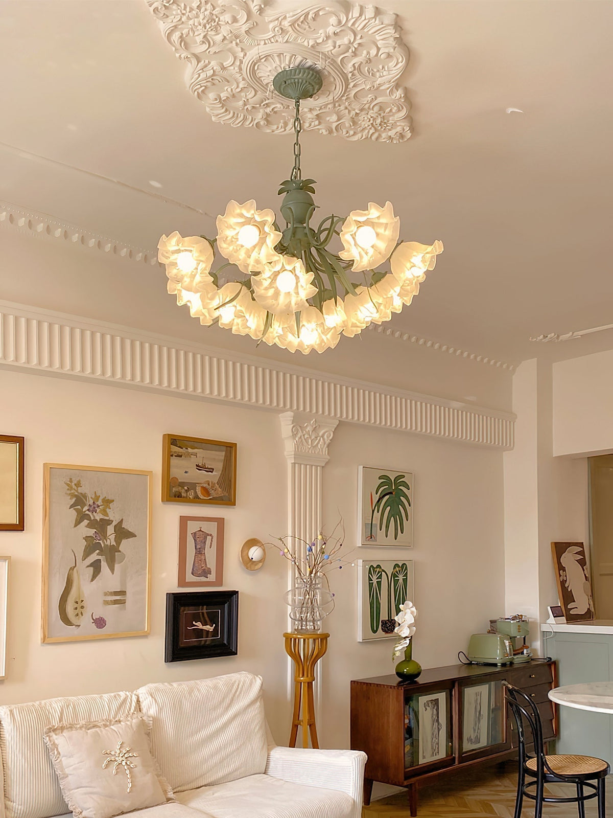 Galona Lustre Fleur avec Pétales et Feuilles