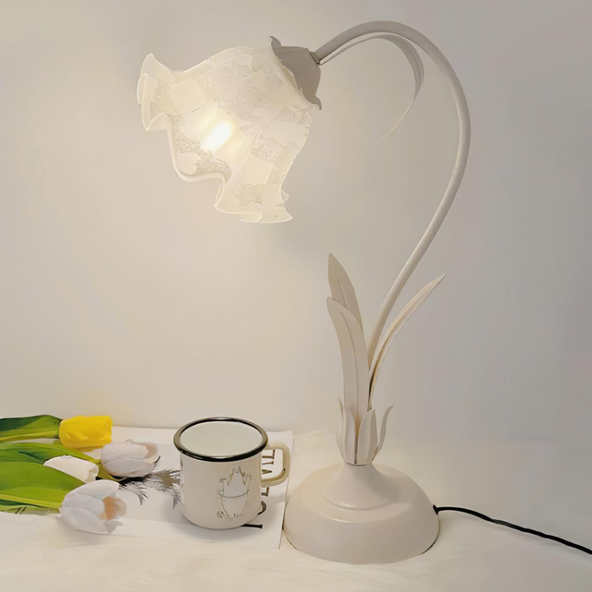 Zorien Lampe de Table en Acrylique à Motif Floral
