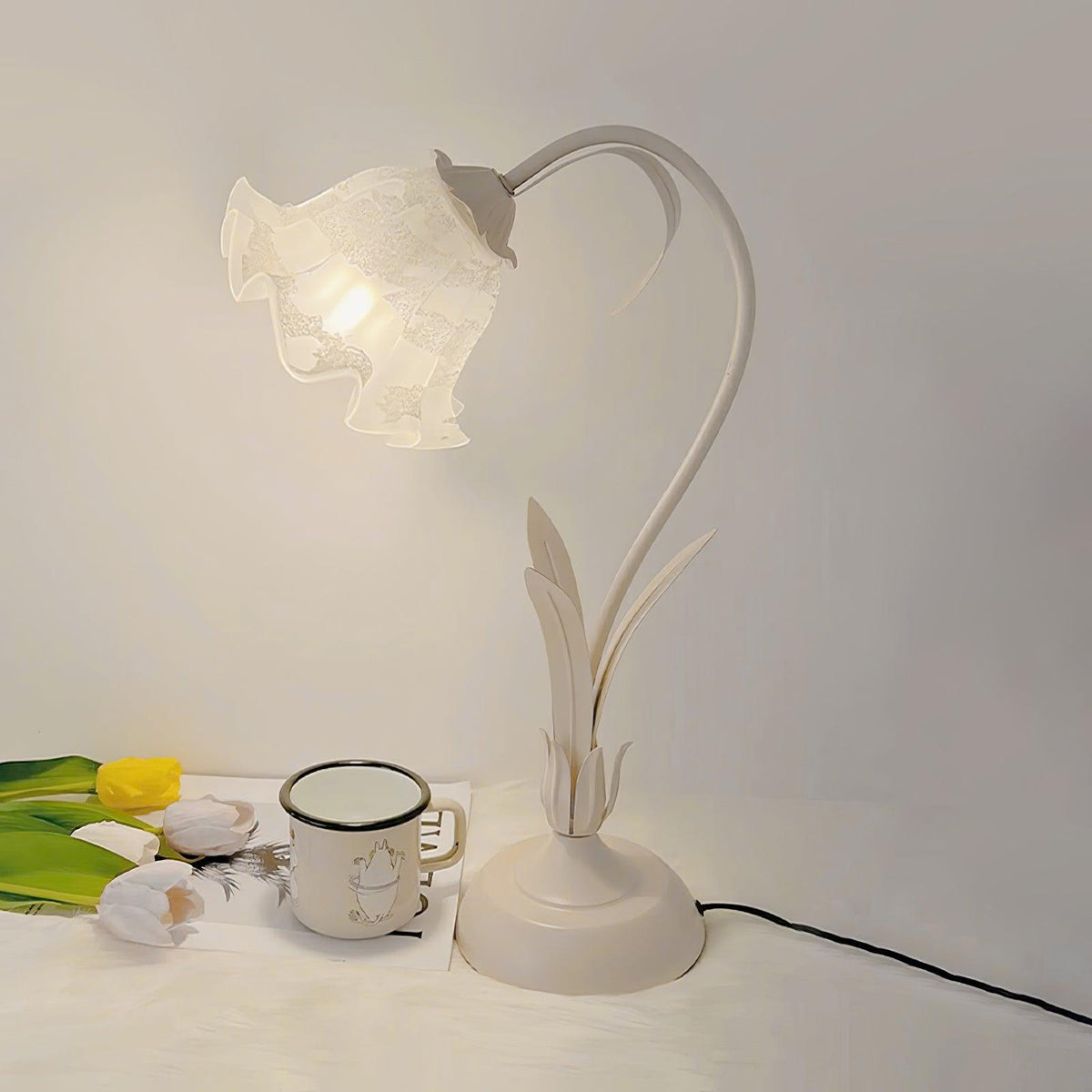 Zorien Lampe de Table en Acrylique à Motif Floral