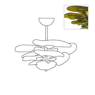 Lotus Lustre Contemporain en Verre à Feuilles Superposées