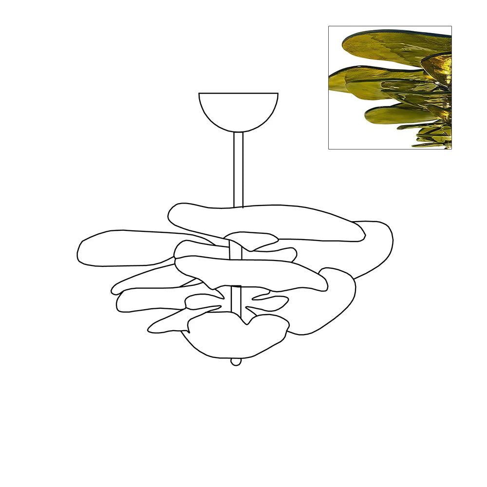 Lotus Lustre Contemporain en Verre à Feuilles Superposées
