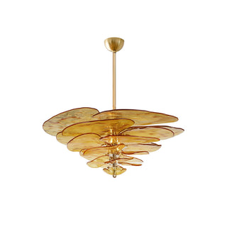 Lotus Lustre Contemporain en Verre à Feuilles Superposées