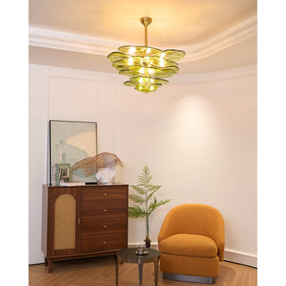 Evvinora Lustre en Métal et Verre à Couches de Feuilles Créativité Individuelle