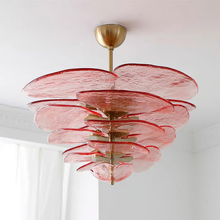 Lotus Lustre Contemporain en Verre à Feuilles Superposées