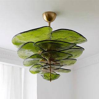 Lotus Lustre Contemporain en Verre à Feuilles Superposées
