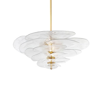 Lotus Lustre Contemporain en Verre à Feuilles Superposées