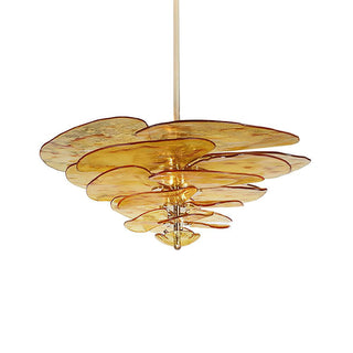 Lotus Lustre Contemporain en Verre à Feuilles Superposées