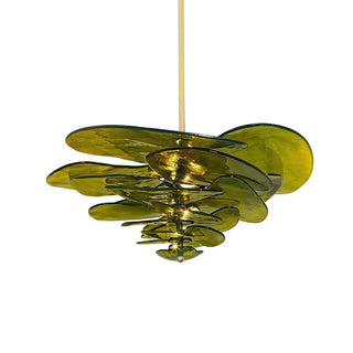 Lotus Lustre Contemporain en Verre à Feuilles Superposées