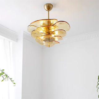 Lotus Lustre Contemporain en Verre à Feuilles Superposées