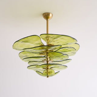 Lotus Lustre Contemporain en Verre à Feuilles Superposées