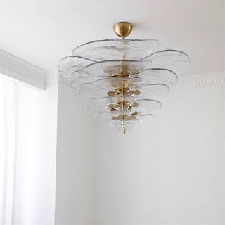 Lotus Lustre Contemporain en Verre à Feuilles Superposées
