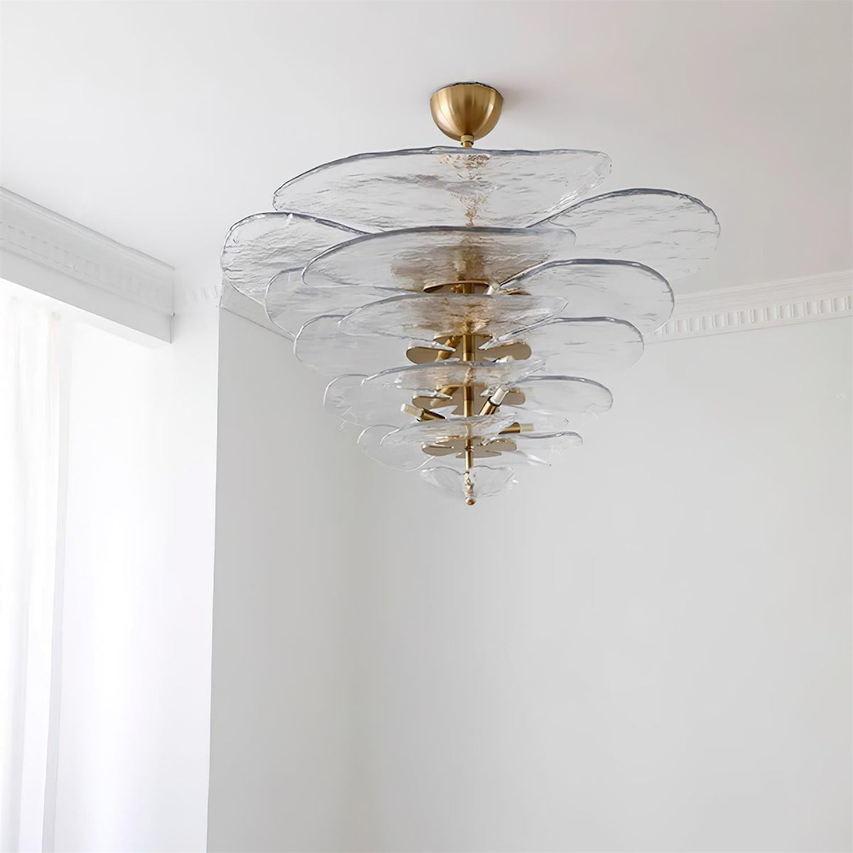 Quinina Lustre en Métal et Verre à Couches de Feuilles Créativité Individuelle