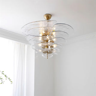 Lotus Lustre Contemporain en Verre à Feuilles Superposées