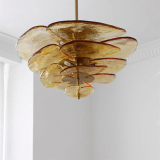 Lotus Lustre Contemporain en Verre à Feuilles Superposées