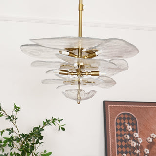 Lotus Lustre Contemporain en Verre à Feuilles Superposées