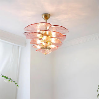 Lotus Lustre Contemporain en Verre à Feuilles Superposées