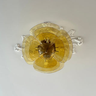 Lotus Lustre Contemporain en Verre à Feuilles Superposées