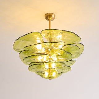Lotus Lustre Contemporain en Verre à Feuilles Superposées