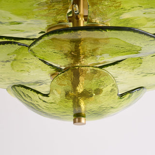 Lotus Lustre Contemporain en Verre à Feuilles Superposées