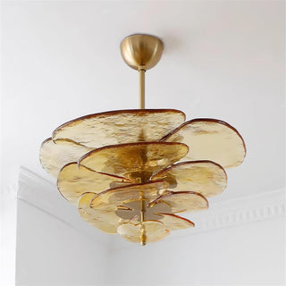 Lotus Lustre Contemporain en Verre à Feuilles Superposées