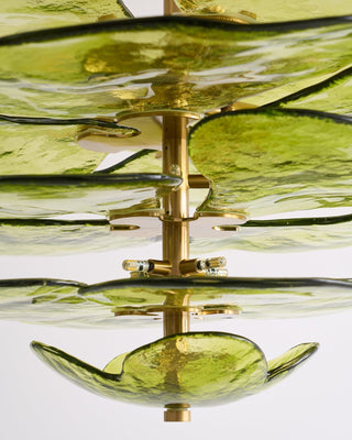 Lotus Lustre Contemporain en Verre à Feuilles Superposées