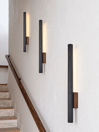 Juna Slim Noir Travertin Applique Murale Linéaire Moderne