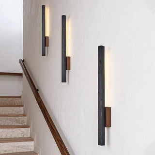Juna Slim Noir Travertin Applique Murale Linéaire Moderne