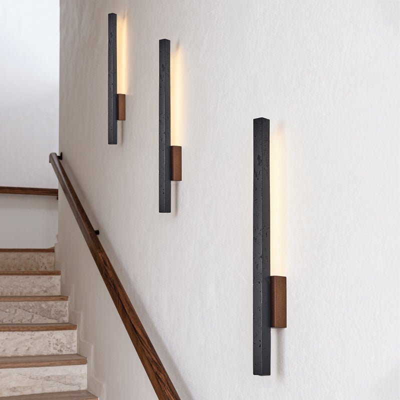 Juna Slim Noir Travertin Applique Murale Linéaire Moderne