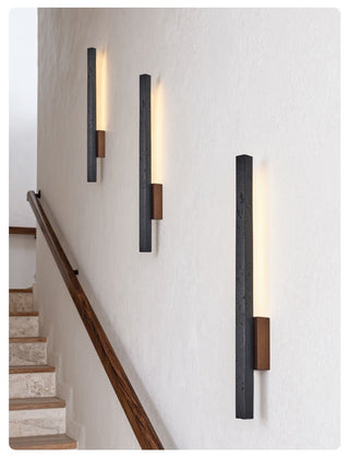 Juna Slim Noir Travertin Applique Murale Linéaire Moderne
