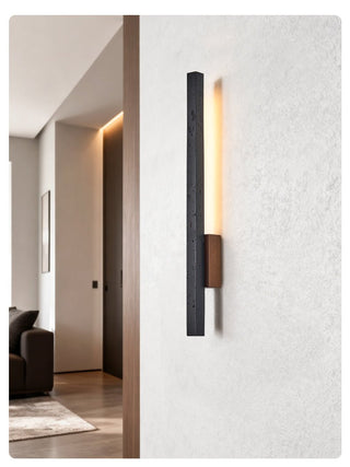 Juna Slim Noir Travertin Applique Murale Linéaire Moderne