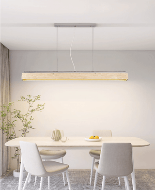 Linear Travertine Suspension Lamp-Neutral Decor