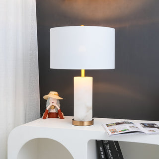 Zosilis Lampe de Table en Albâtre Cylindrique